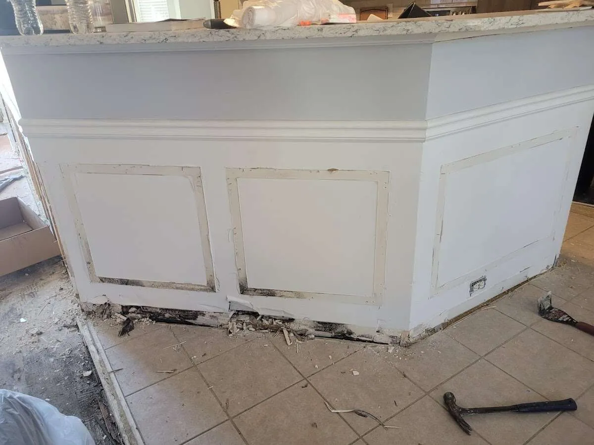 Water damage and mold on kitchen during Storm Damage Restoration in Kingsland